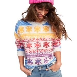 Old Navy Fair Isle Crew Neck Snow Flake Sweater NWT Women’s Size Large